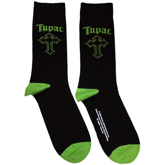 Tupac Green Cross Socks Black