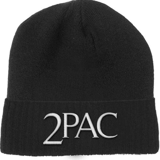 Tupac Logo Beanie Hat Black