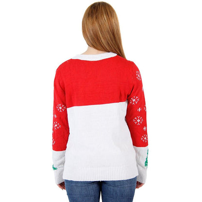Ugly Christmas Sweater Snowman & Trees with Flashing Lights