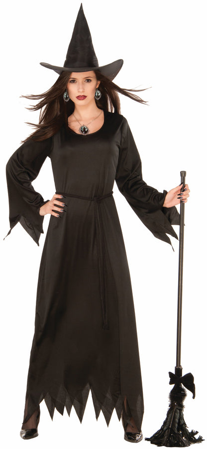 Women's Black Magic Witch Costume Standard Dress and Hat