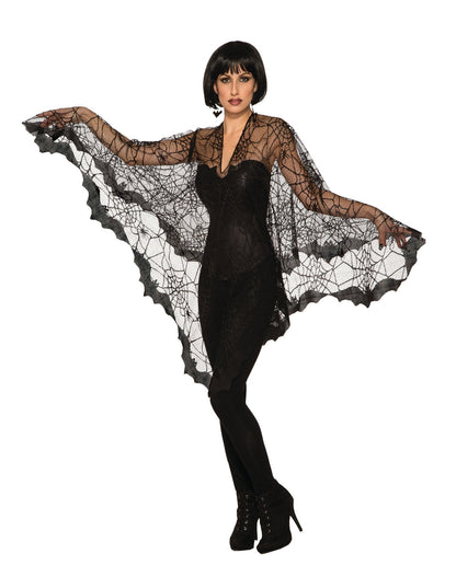 Black Lacey Bat Poncho Spiderweb Adult Pullover