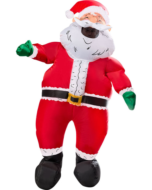Inflatable Santa Clause Adult Costume With Battery Powered Fan One Size