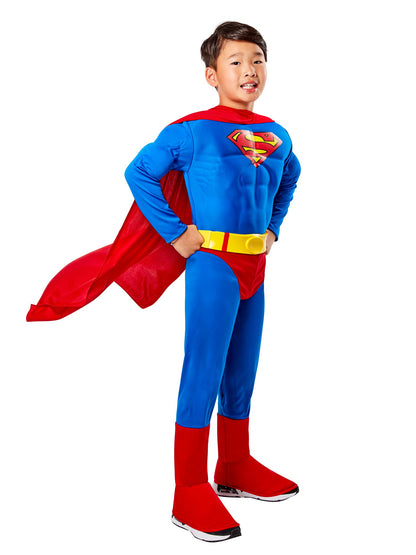 Deluxe Superman Muscle Chest Costume With Cape Child