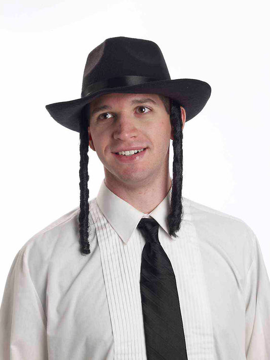 Rabbi Netanyahu Hat with Payes Costume Accessory