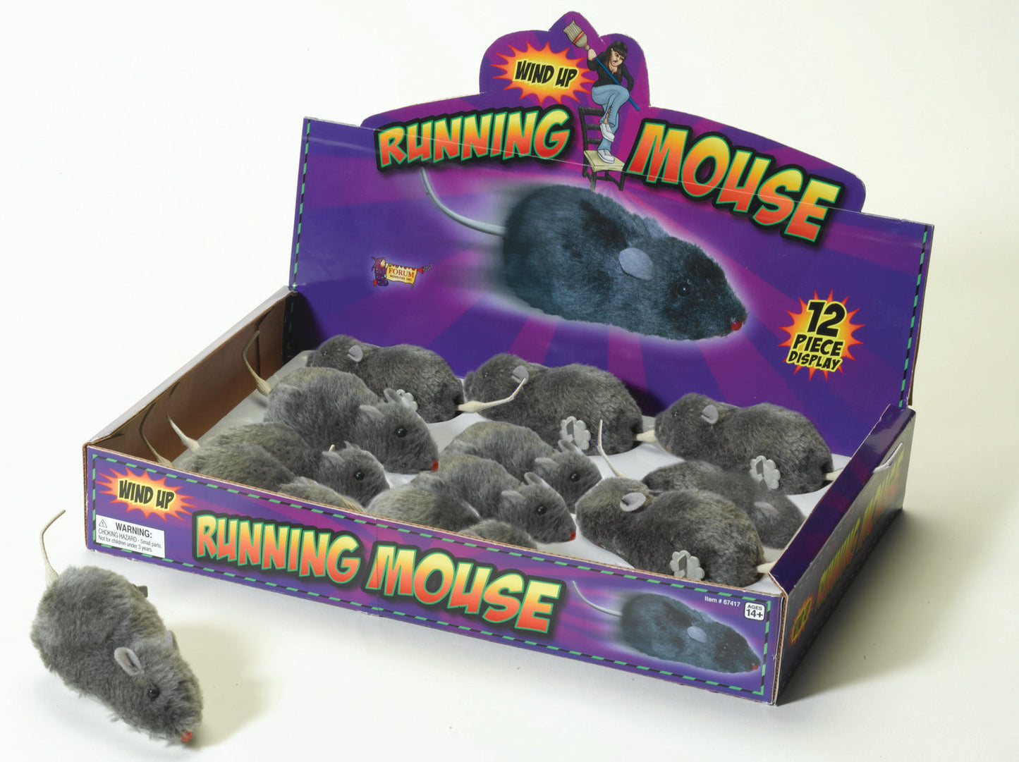 Wind Up Furry Gray Mouse Toy Prop