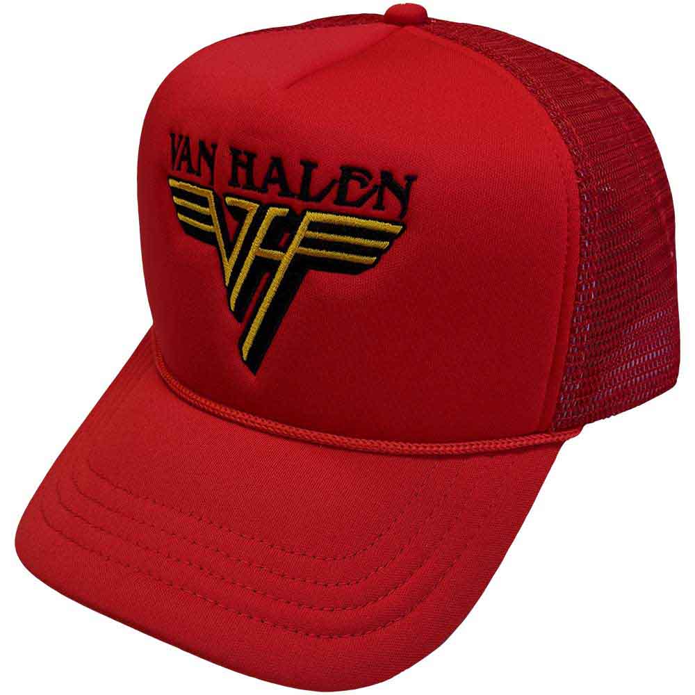 Van Halen Text & Yellow Logo Hat Red, Black