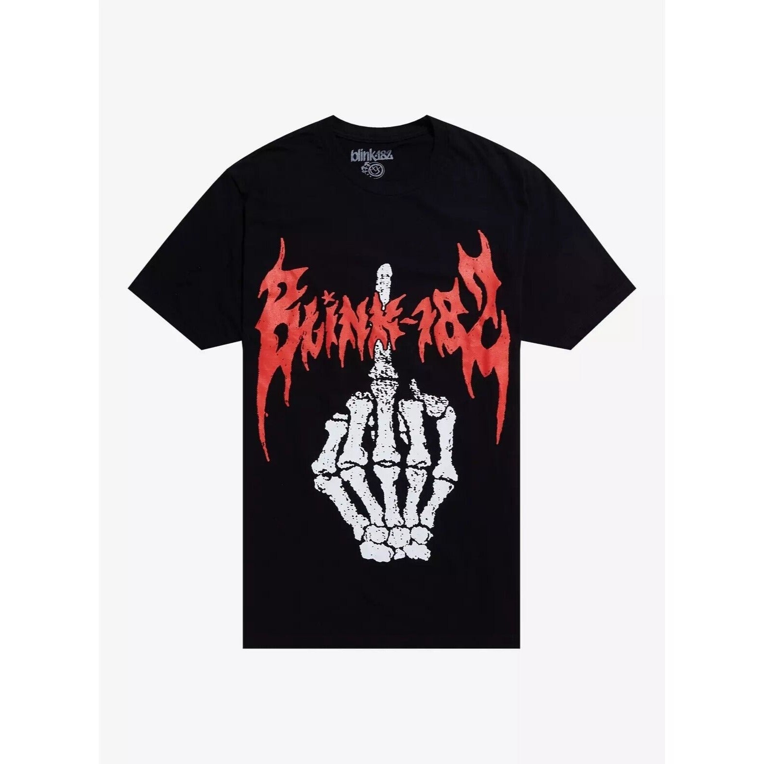 Blink 182 T-shirt Skeleton Middle Finger Tee Official Tee Mens T Shirt Black