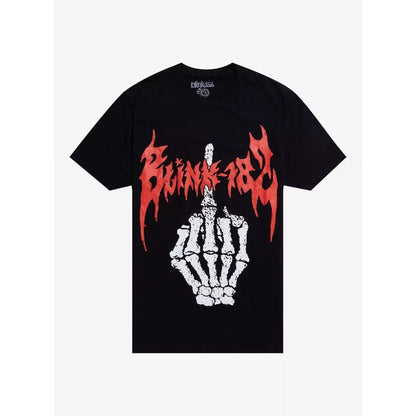 Blink 182 T-shirt Skeleton Middle Finger Tee Official Tee Mens T Shirt Black