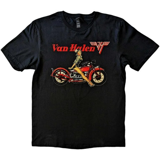 Van Halen Pin Up Biker Mens T Shirt Black