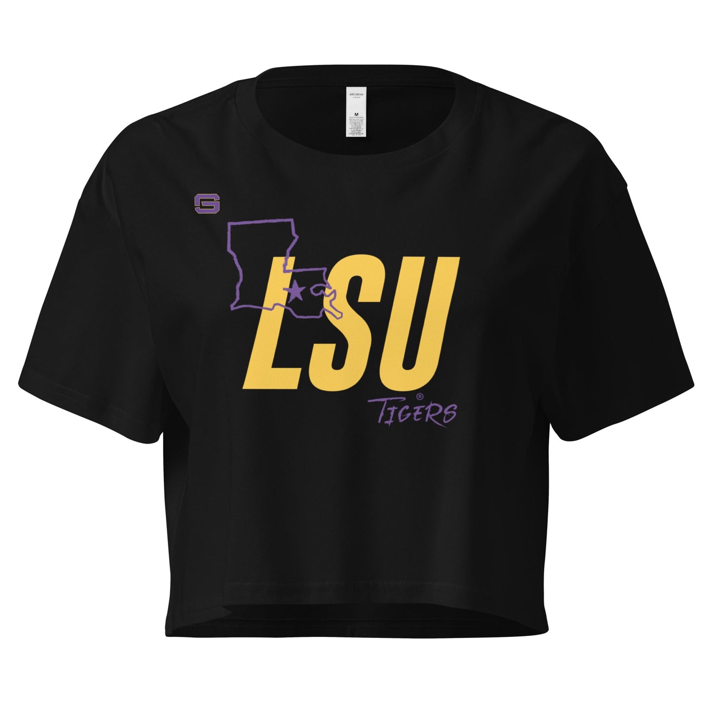 LSU Football State Womens Crop Top Shirt