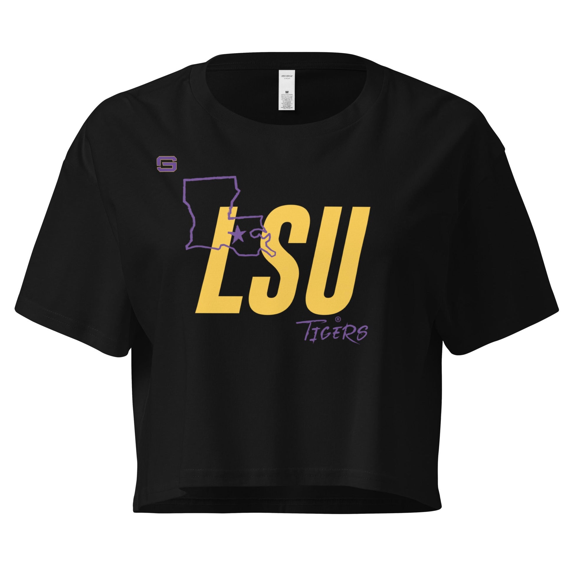 LSU Football State Womens Crop Top Shirt