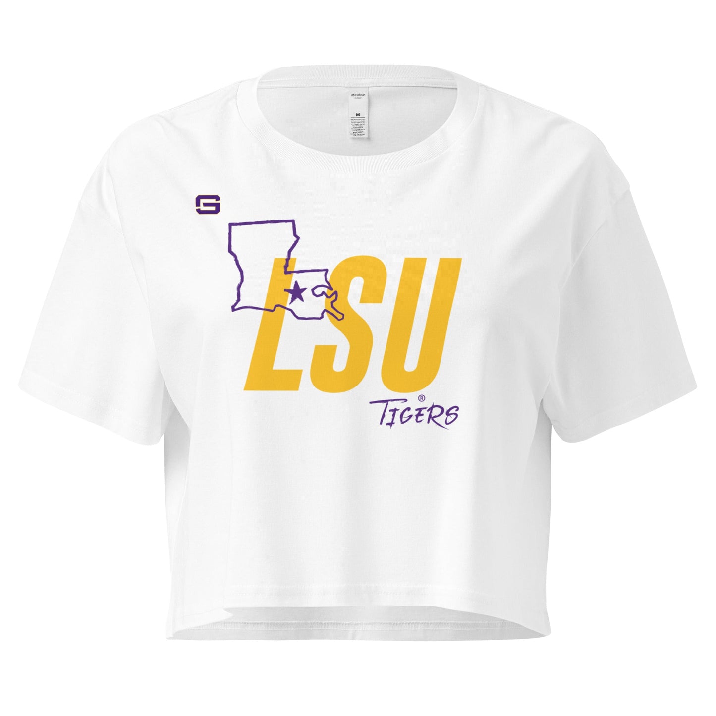 LSU Football State Womens Crop Top Shirt