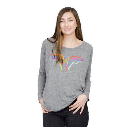 Wonder Woman Rainbow Logo Long Sleeve T Shirt