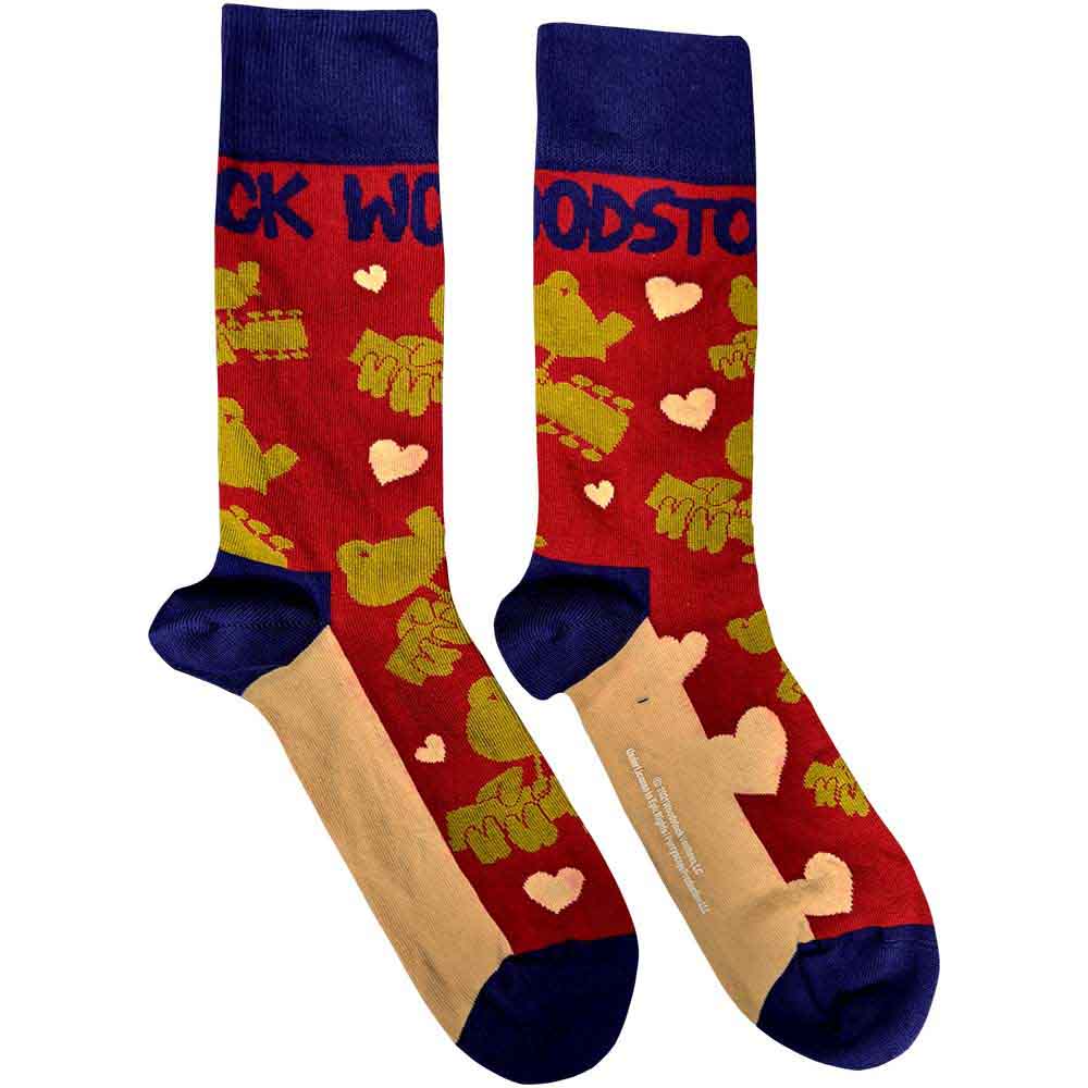 Woodstock Birds & Hearts Socks Red