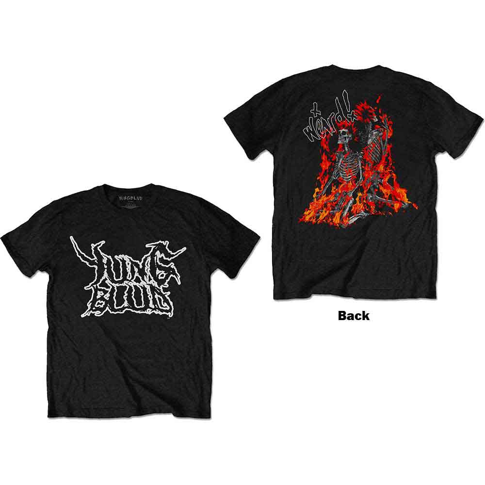 YUNGBLUD Weird Flaming Skeletons Mens T Shirt