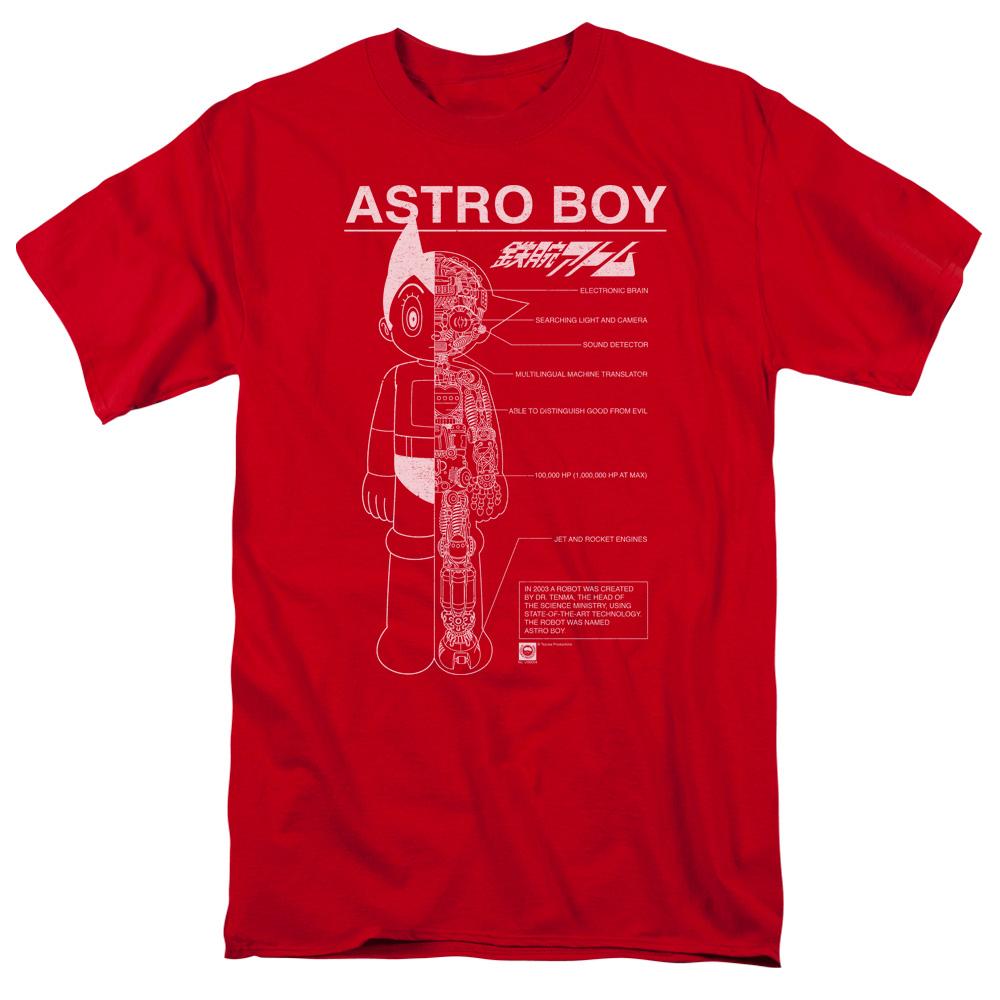 Astro Boy Schematics Mens T Shirt Red