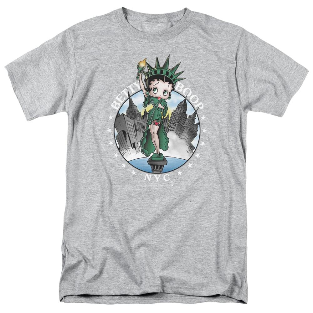 Betty Boop Statue Of Liberty Nyc Mens T Shirt Athletic Heather