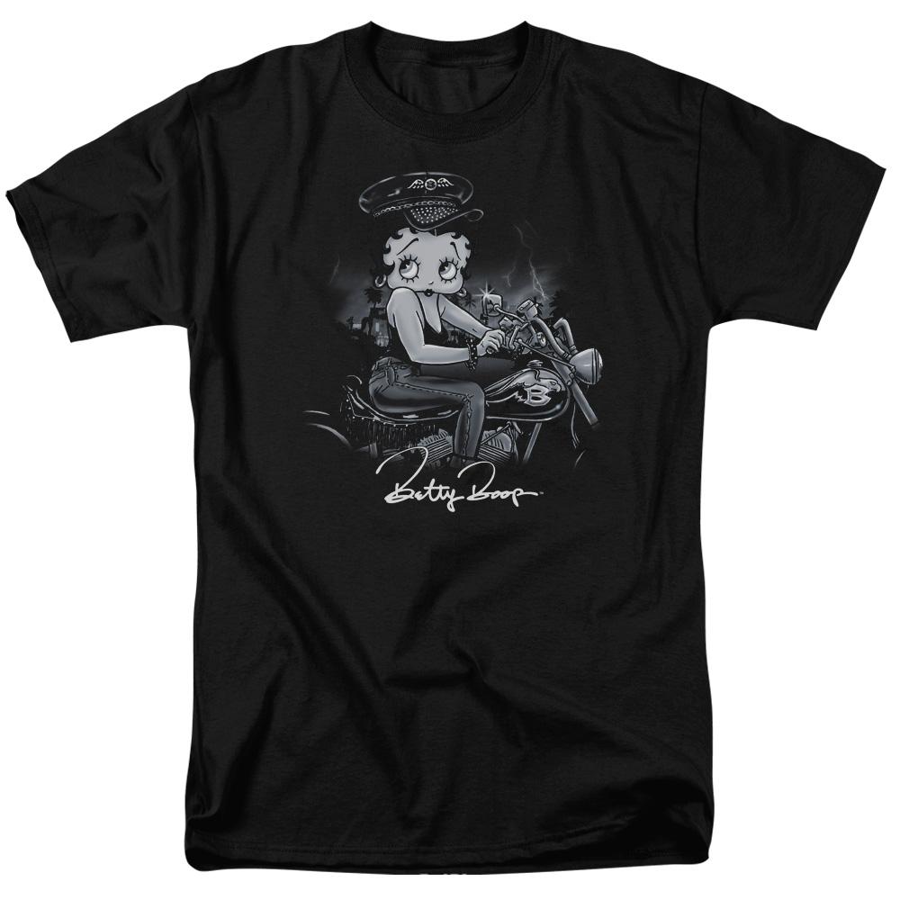 Betty Boop Storm Rider Mens T Shirt Black