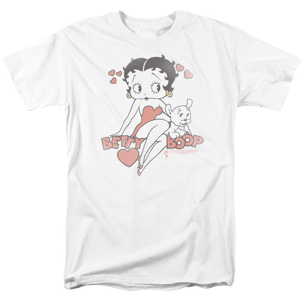 Betty Boop Classic With Pup Mens T Shirt White