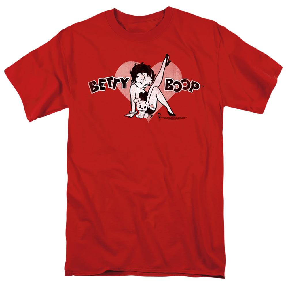 Betty Boop Vintage Cutie Pup Mens T Shirt Red