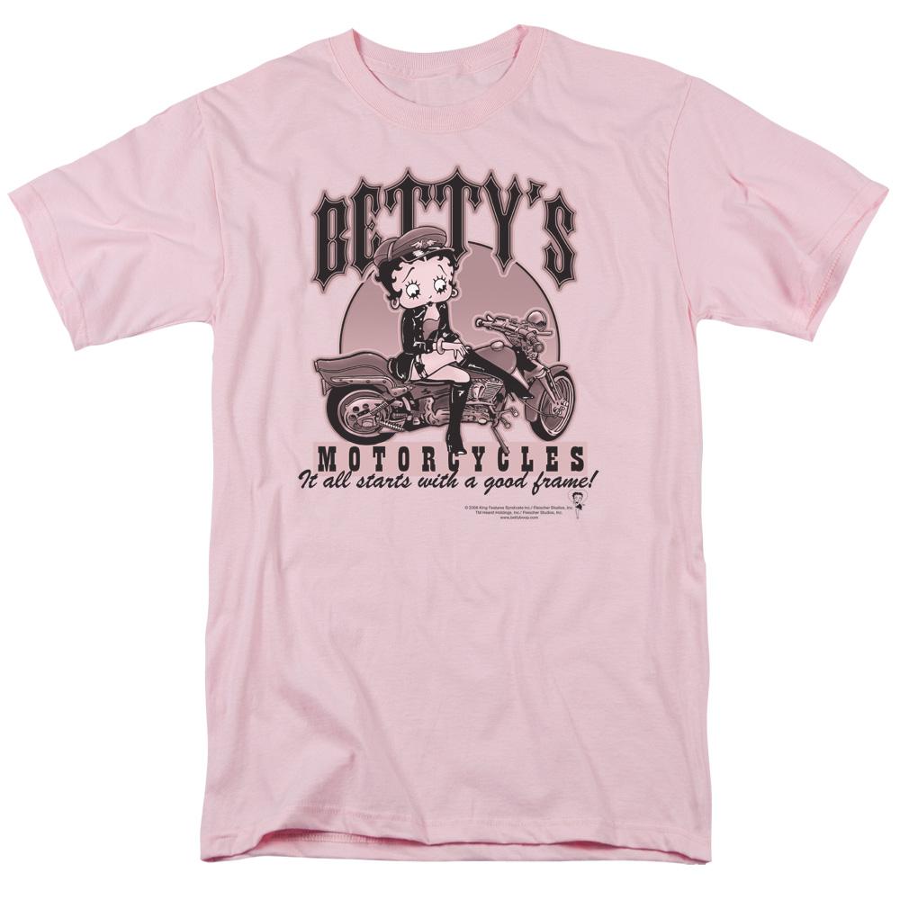Betty Boop Bettys Motorcycles Mens T Shirt Pink