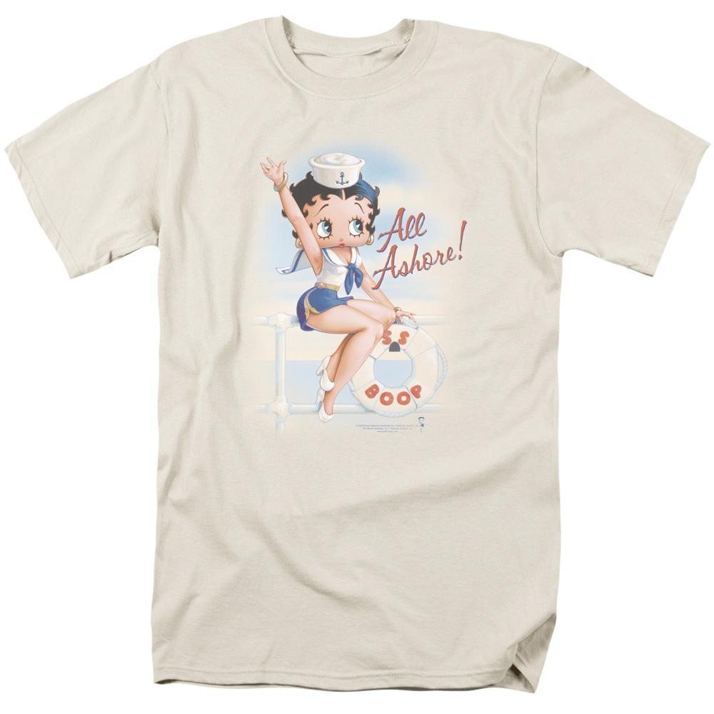 Betty Boop All Ashore Mens T Shirt Cream