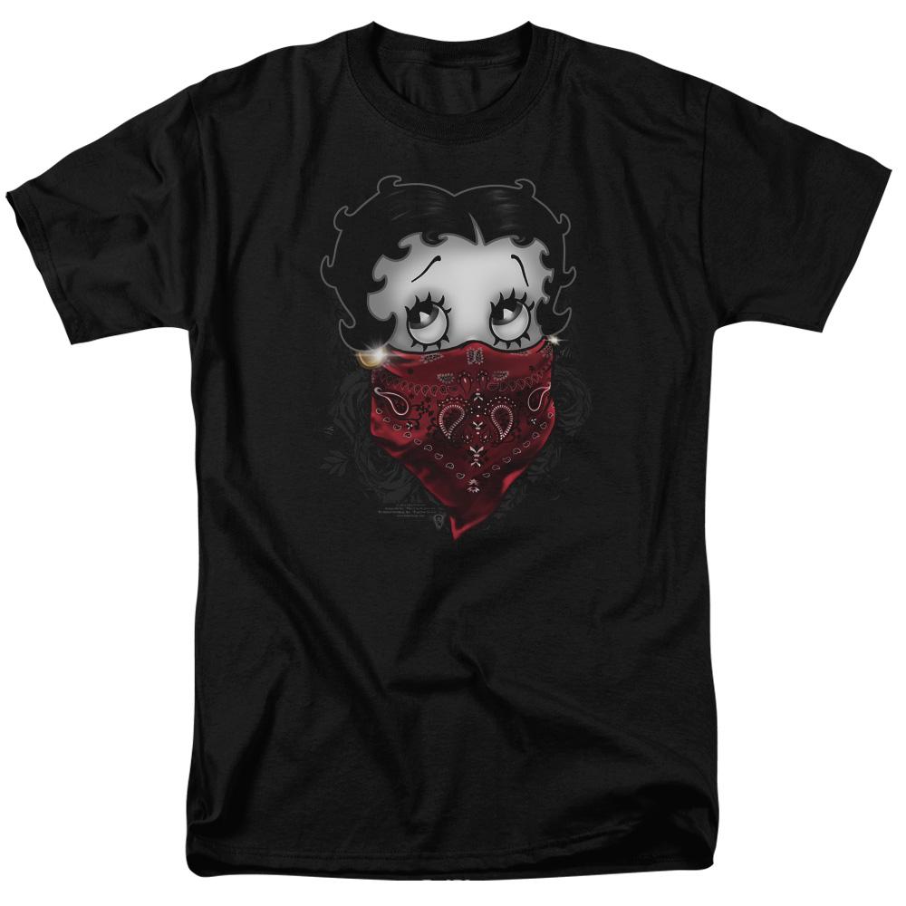 Betty Boop Bandana & Roses Mens T Shirt Black