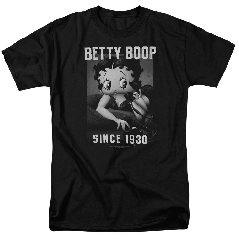 Betty Boop On The Line Mens T Shirt Black