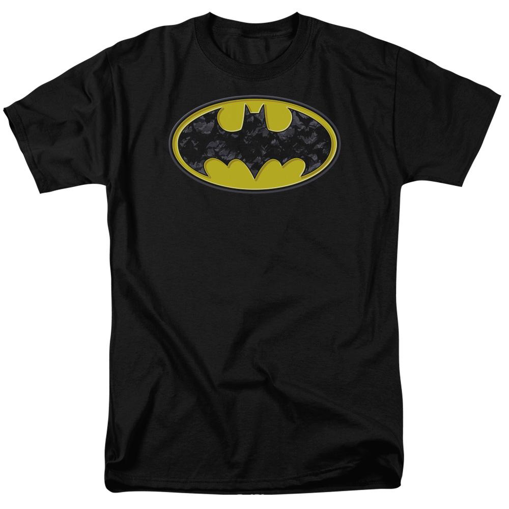 Batman Bats In Logo Mens T Shirt Black