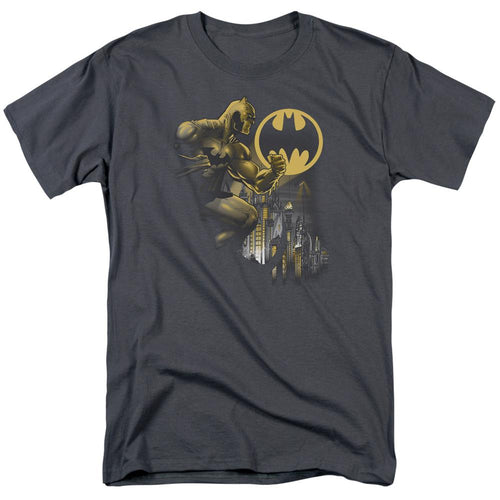 Batman Bat Signal Mens T Shirt Charcoal