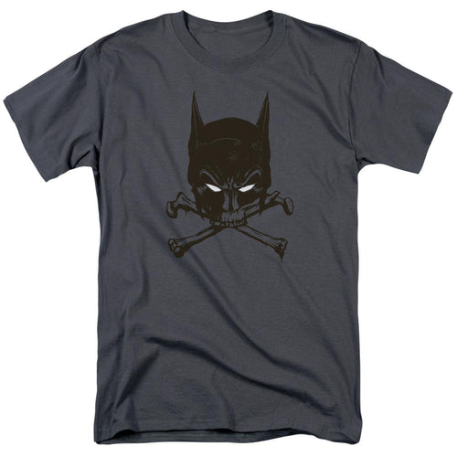 Batman Bat And Bones Mens T Shirt Charcoal