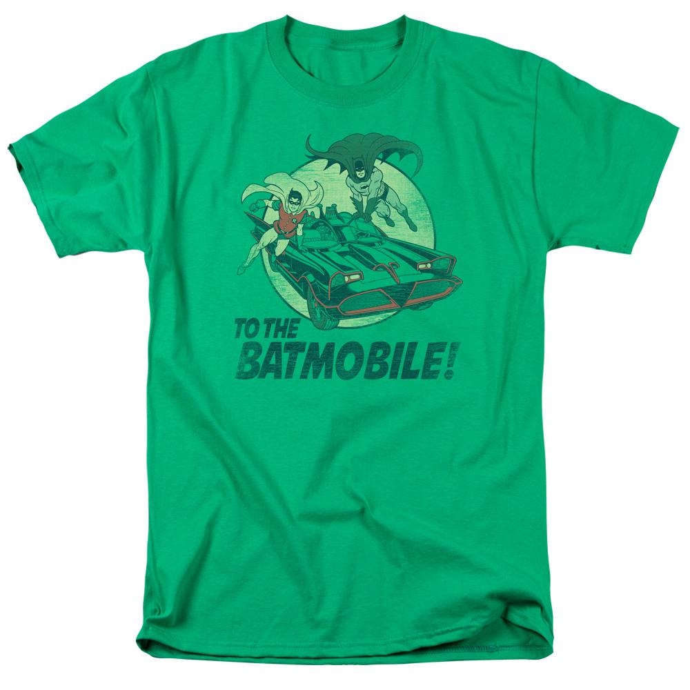 Batman Classic TV To The Batmobile Mens T Shirt Kelly Green