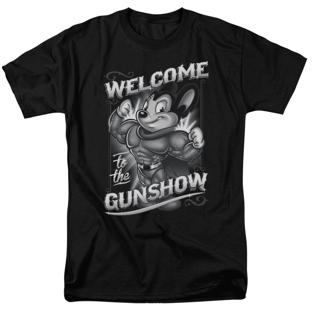 Mighty Mouse Mighty Gunshow Mens T Shirt Black