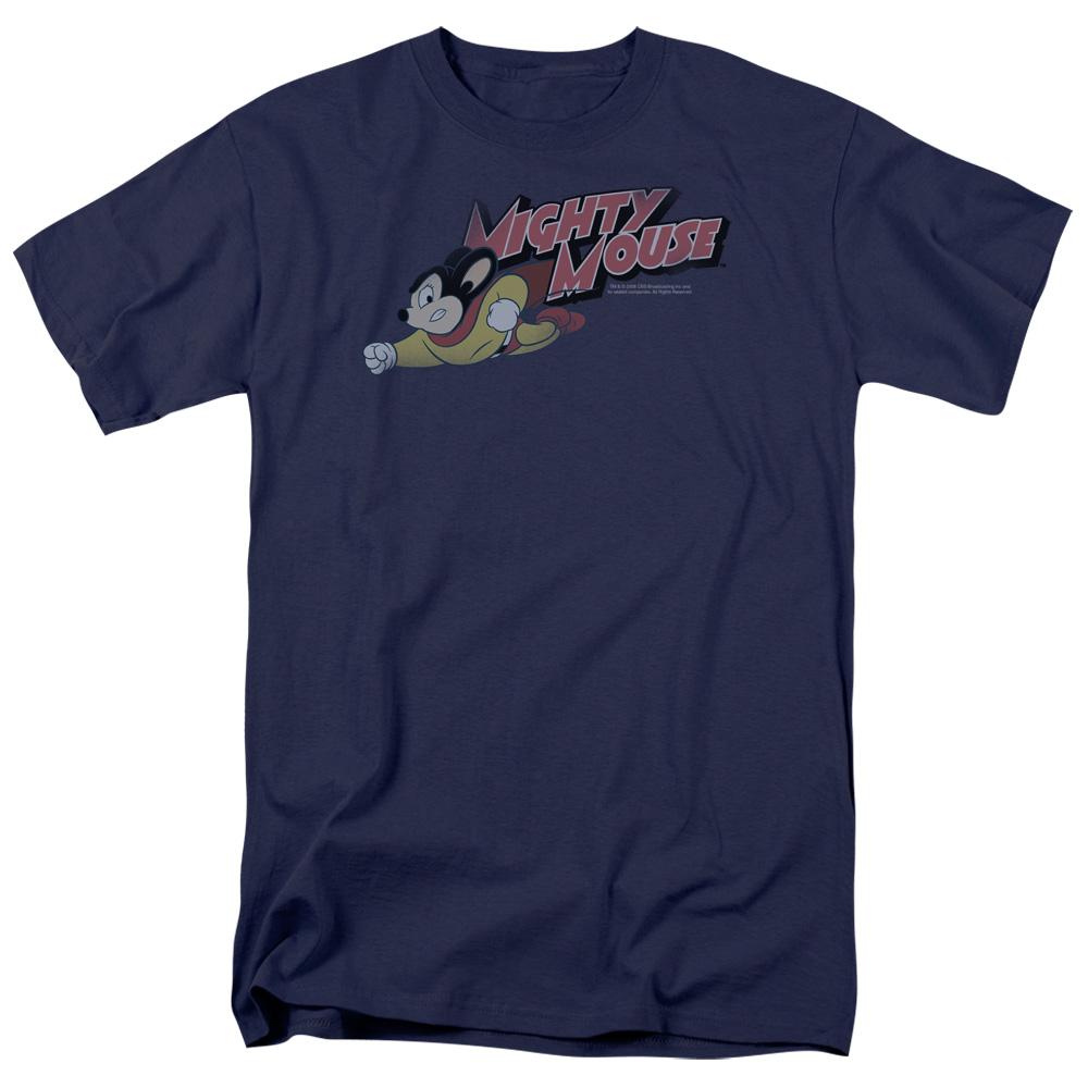 Mighty Mouse Mighty Retro Mens T Shirt Navy Blue