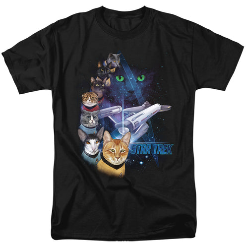 Star Trek Feline Galaxy Mens T Shirt Black