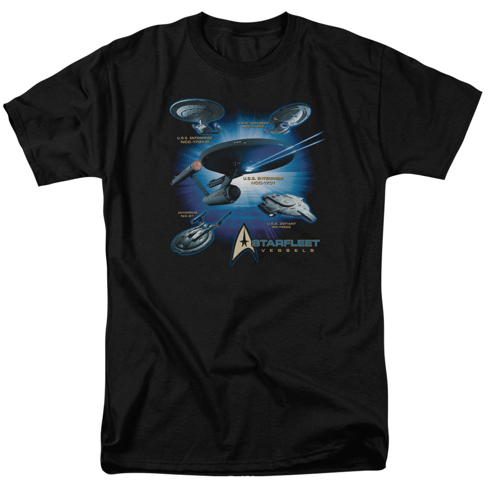 Star Trek Starfleet Vessels Mens T Shirt Black