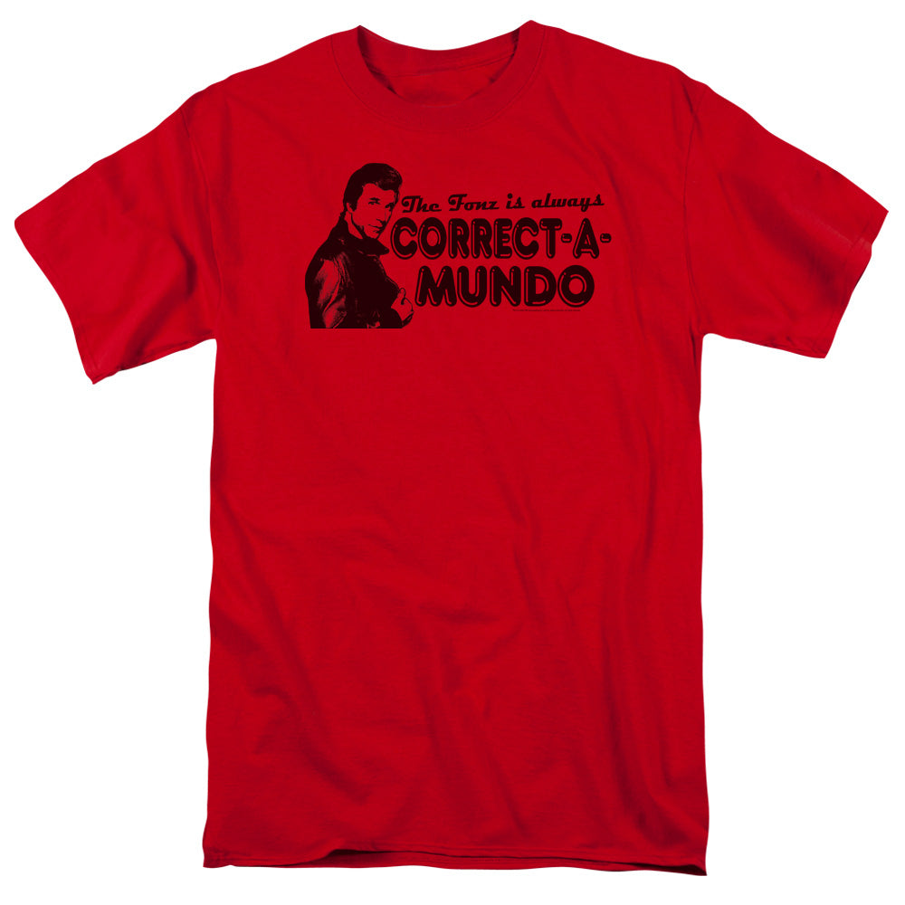 Happy Days Correct a Mundo Mens T Shirt Red