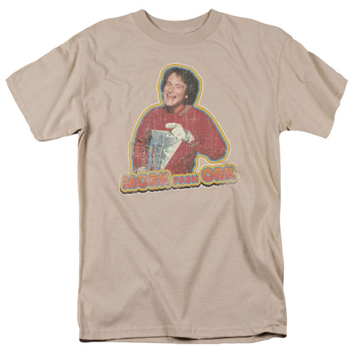 Mork & Mindy Mork Iron on Mens T Shirt Sand