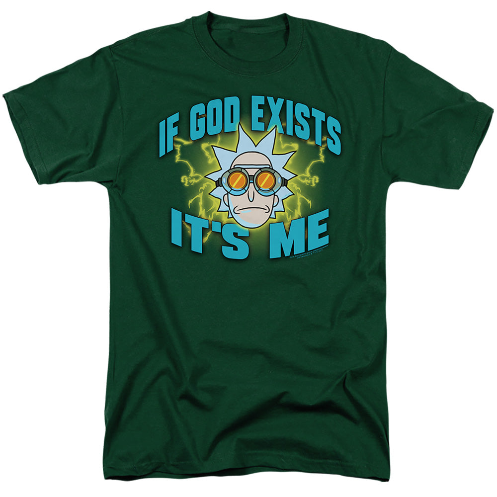 Rick And Morty If God Exists Mens T Shirt Hunter Green