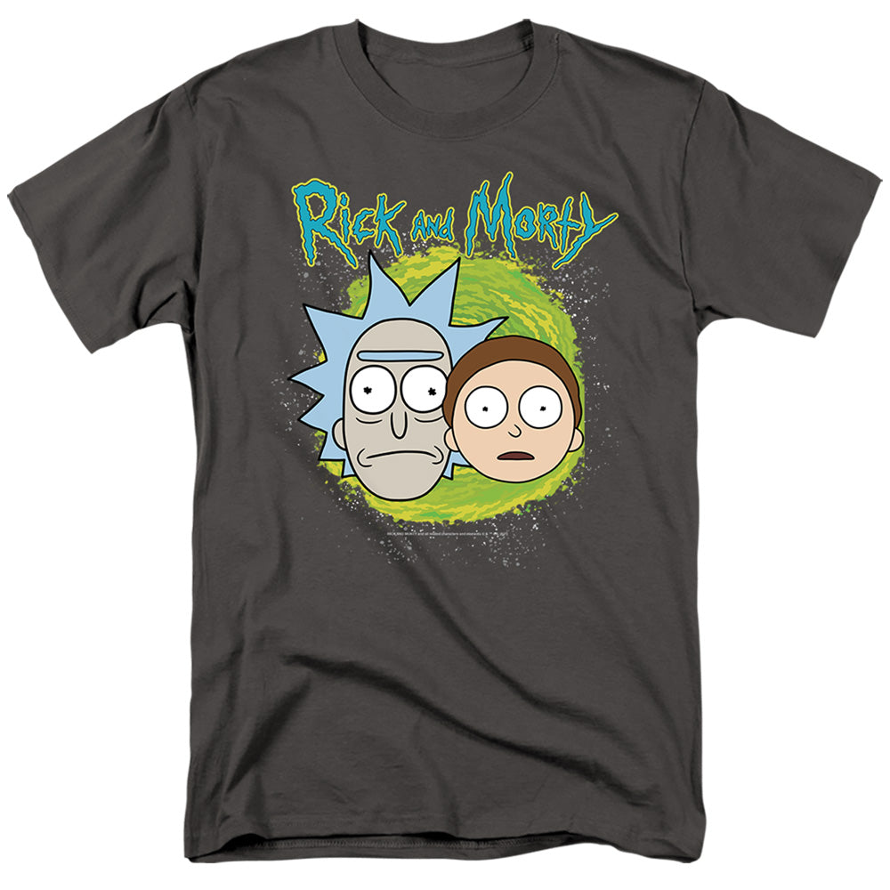 Rick And Morty Floating Heads Mens T Shirt Charcoal