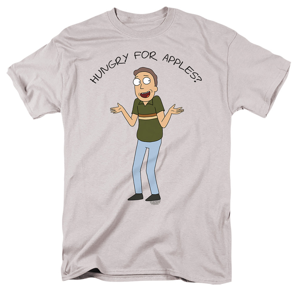 Rick And Morty Hungry For Apples Mens T Shirt Silver