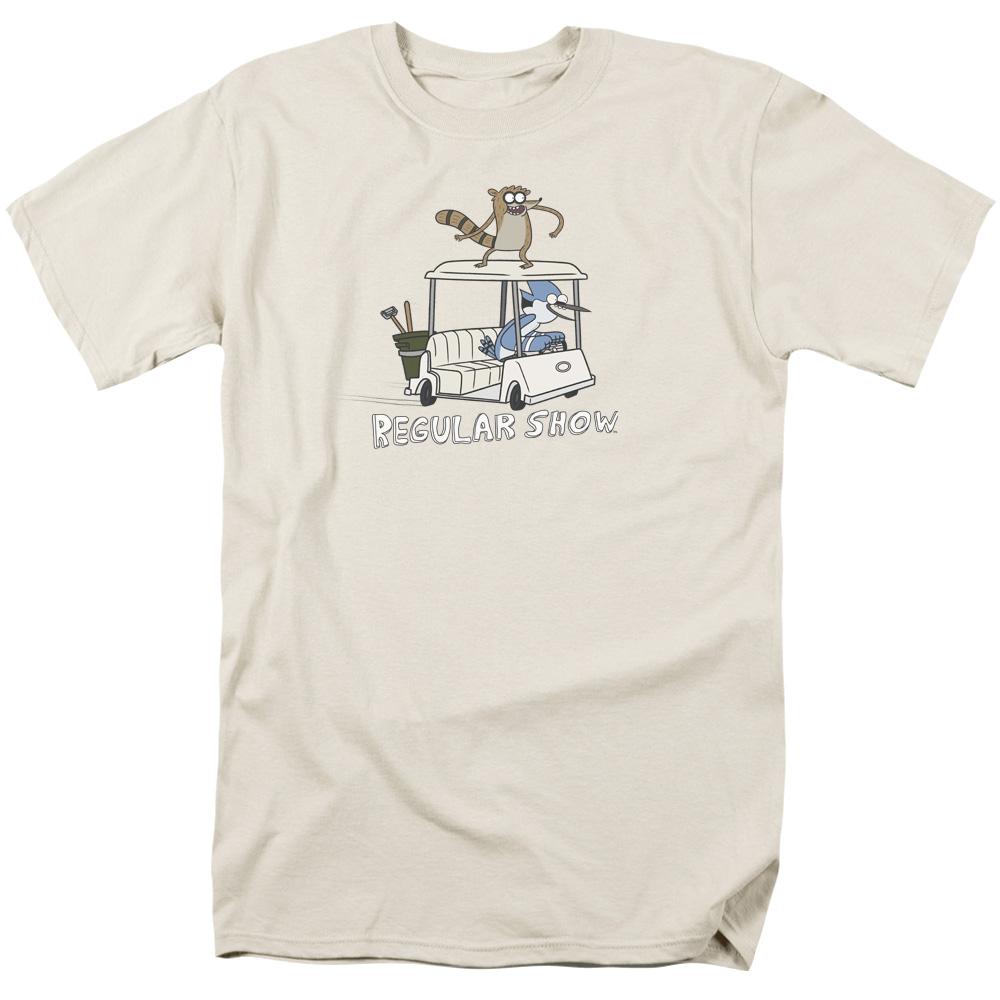 Regular Show Golf Cart Mens T Shirt Cream