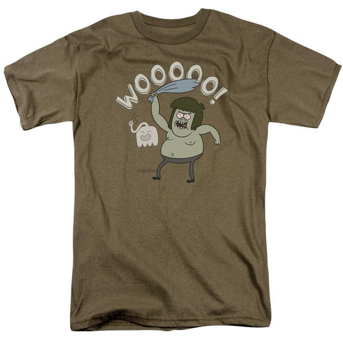 Regular Show Wooooo Mens T Shirt Safari Green