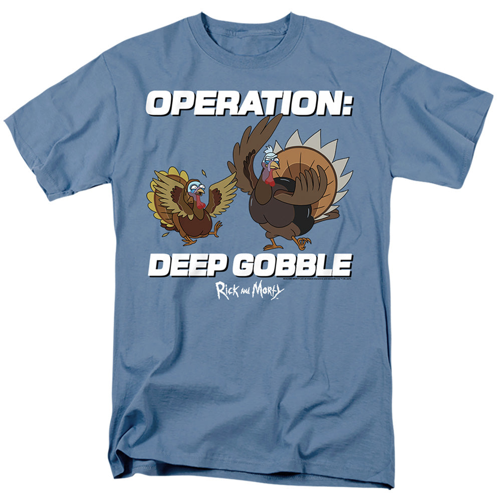 Rick And Morty Operation Deep Gobble Mens T Shirt Carolina Blue