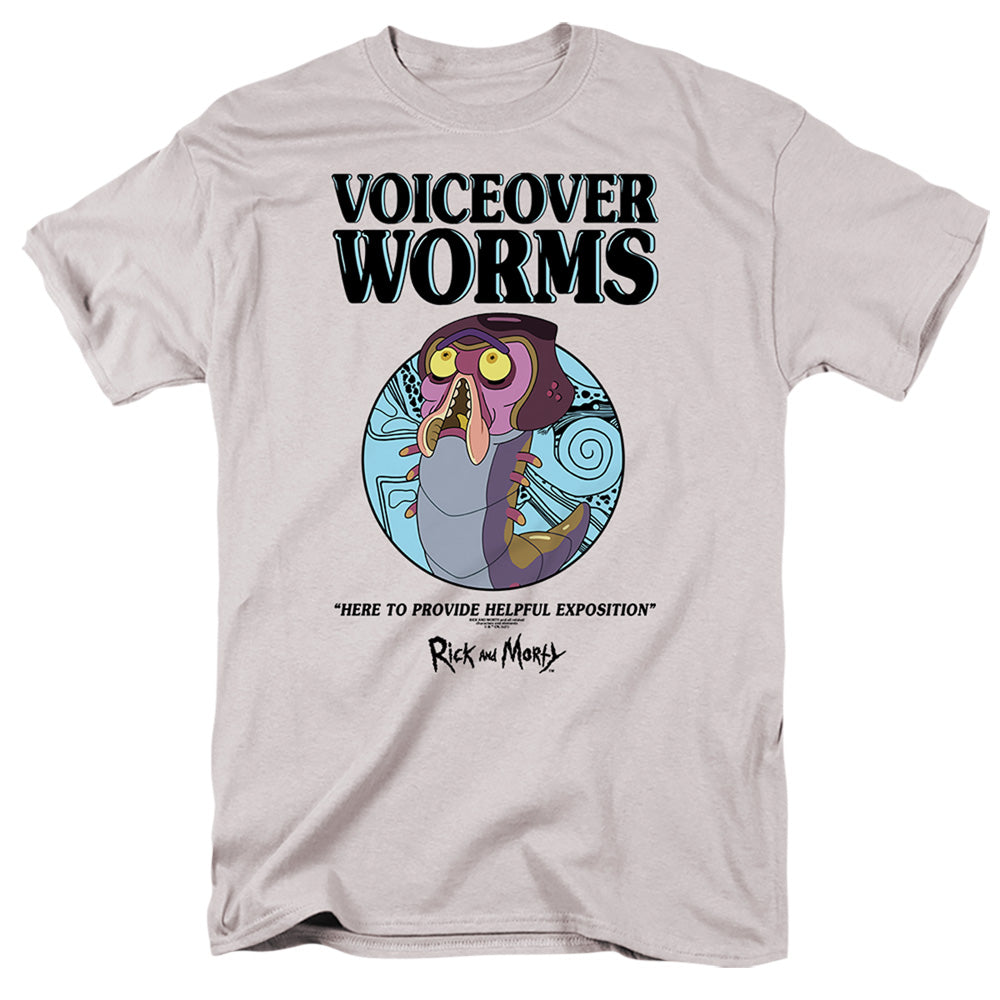 Rick And Morty Voiceover Worms Mens T Shirt Silver