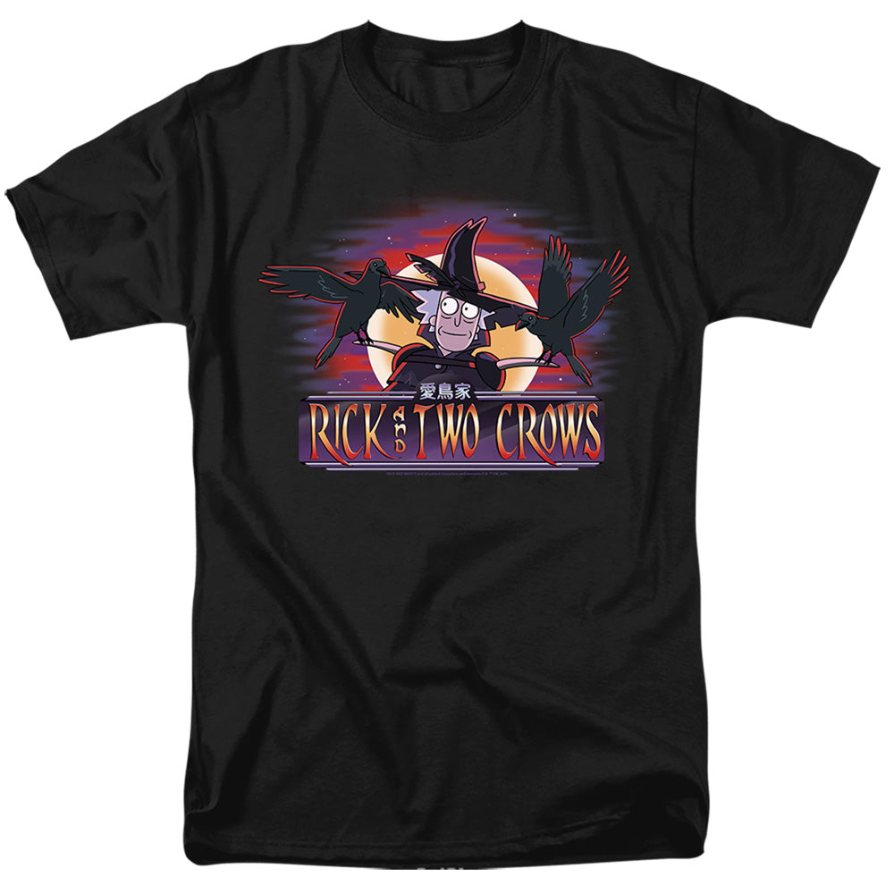 Rick And Morty Rick And Two Crows Mens T Shirt Black