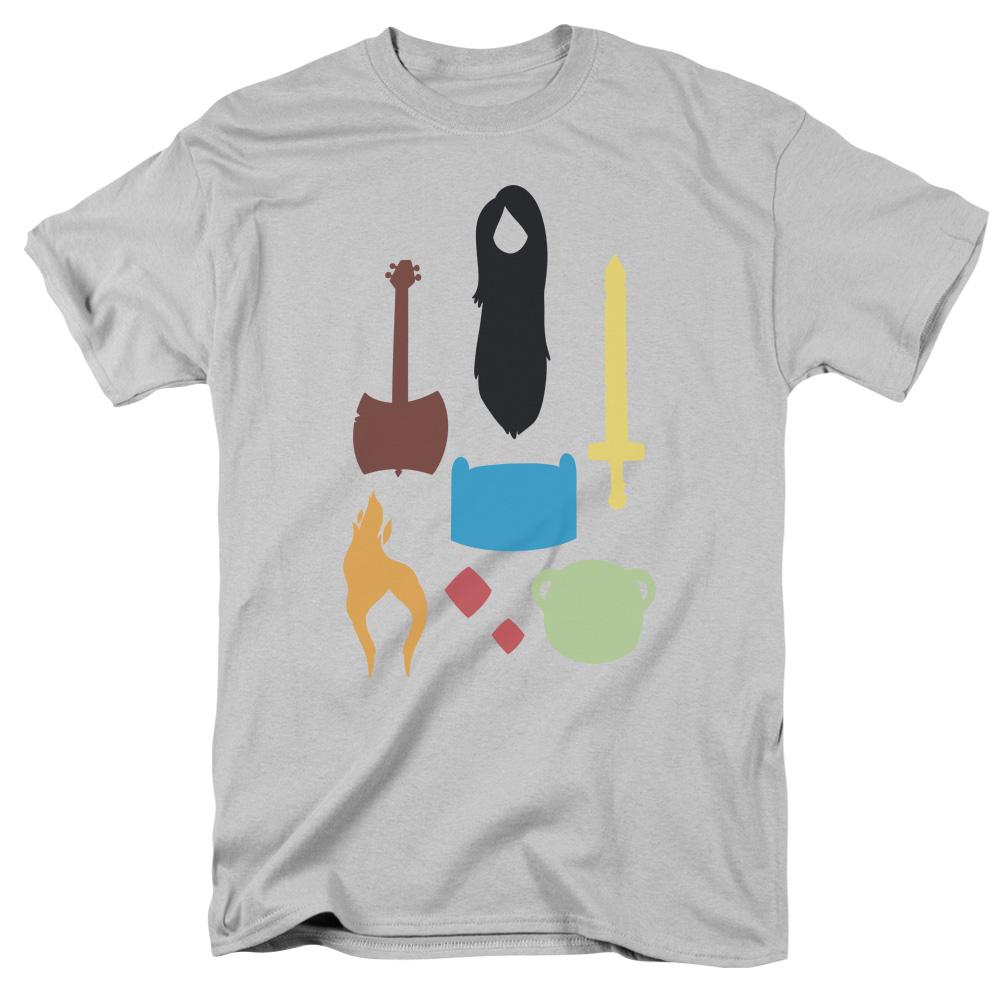 Adventure Time Icons Mens T Shirt Silver