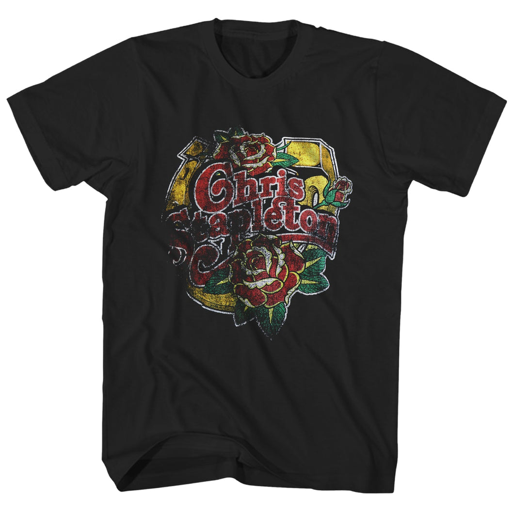 Chris Stapleton Horseshoe Roses Mens T Shirt Black