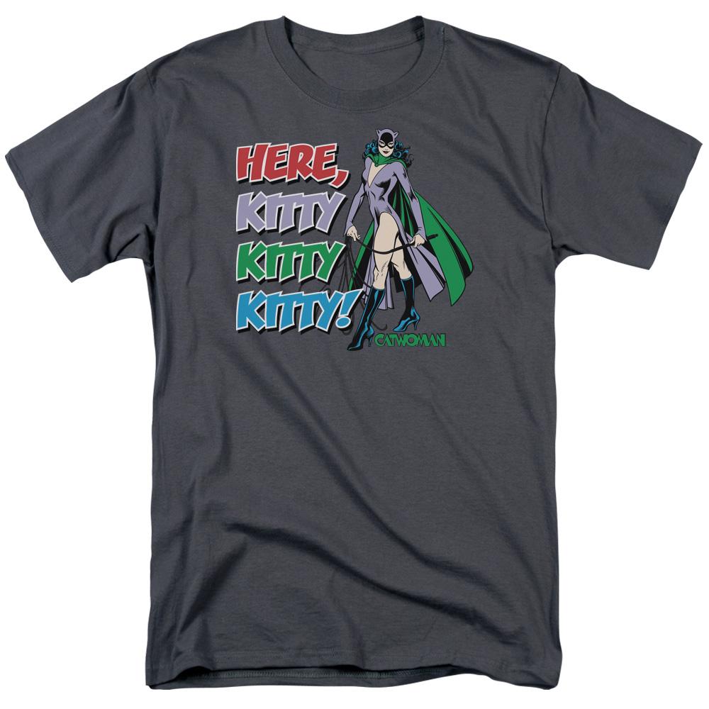 DC Comics Here Kitty Mens T Shirt Charcoal