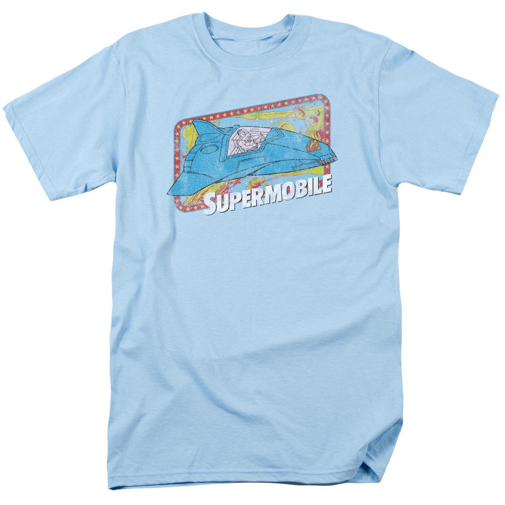 DC Comics Supermobile Mens T Shirt Light Blue